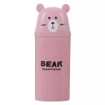 Toothbrush holder for travel, bear shape, pink color, model B10P